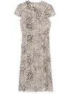 Alessandra Rich Leopard-print Pleated Midi Dress In Neutrals