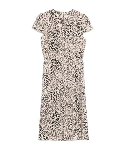 ALESSANDRA RICH LEOPARD-PRINT PLEATED MIDI DRESS