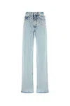 Alessandra Rich Jeans With Studs In Light Blue