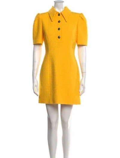 Pre-owned Alessandra Rich Linen Mini Dress In Yellow