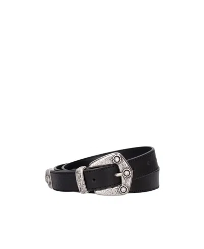 Alessandra Rich Logo Belt In Black