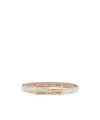 Alessandra Rich Slim White Leather Belt With Logo Charm 1.5cm In Nude