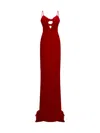 Alessandra Rich Velvet Bow-embellished Maxi Dress In Red