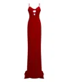 Alessandra Rich Velvet Bow-embellished Maxi Dress In Red
