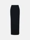 Alessandra Rich Long Skirt In Black Virgin Wool Blend In Black