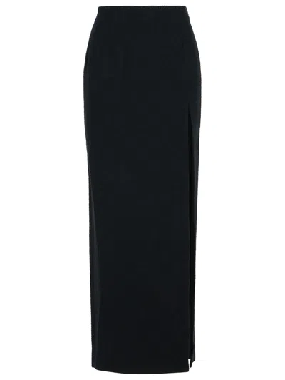 ALESSANDRA RICH LONG SKIRT IN BLACK VIRGIN WOOL BLEND