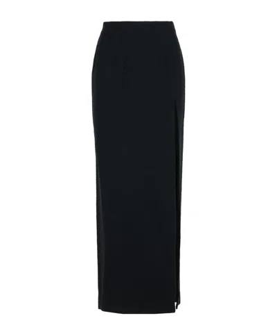 ALESSANDRA RICH LONG SKIRT IN BLACK VIRGIN WOOL BLEND