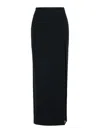 Alessandra Rich Long Skirt In Black Virgin Wool Blend In Black