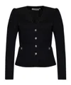 Alessandra Rich Long Sleeve Casual Jacket In Black