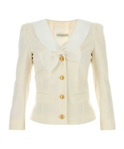 Alessandra Rich Long Sleeve Casual Jacket In Nude