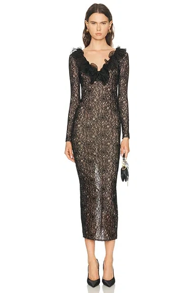 Alessandra Rich Long Sleeve Dress In Black