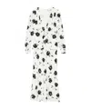 Alessandra Rich Embellished Pleated Floral-print Silk Crepe De Chine Midi Dress In White