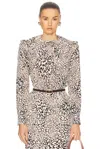 Alessandra Rich Long Sleeve Top In Beige & Brown