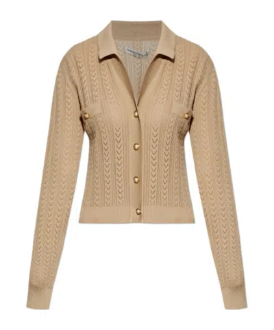 Alessandra Rich Cable-knit Button Cardigan In Neutral