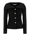 Alessandra Rich Wool Blazer Tailored Gold Buttons In Black
