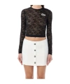 Alessandra Rich Cropped-spitzentop Mit Logo-applikation In Black