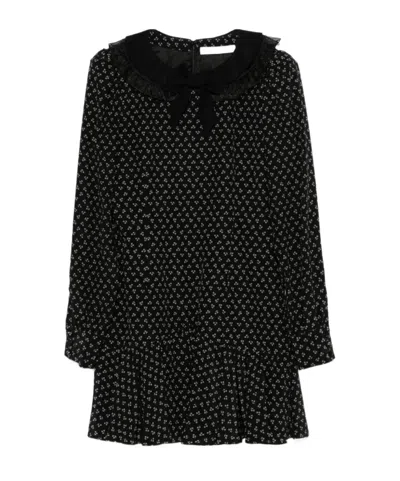 Alessandra Rich Long-sleeved Dress In Black
