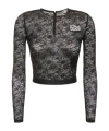 Alessandra Rich Cropped-spitzentop Mit Logo-applikation