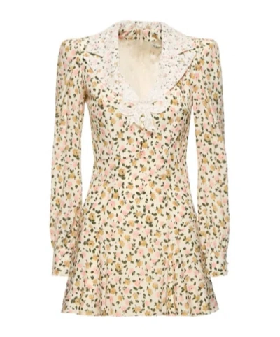 Alessandra Rich Long-sleeved Mini Dress In Pink,multicolor