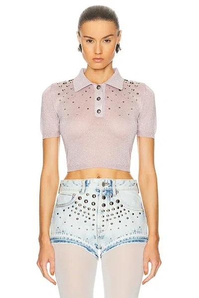 Alessandra Rich Lurex Knit Jumper In Rose-pink