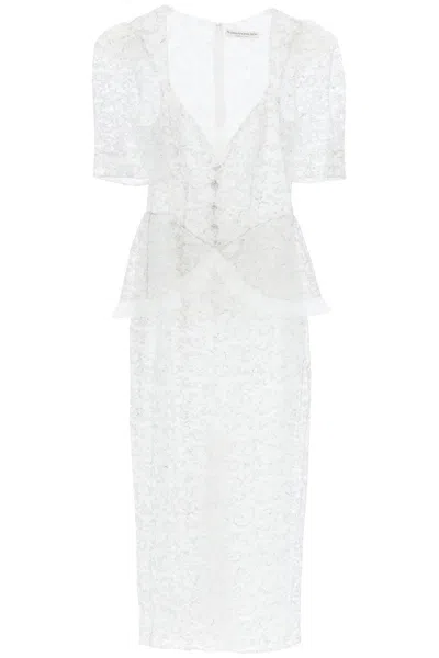 Alessandra Rich Lurex Lace Dress For In White,silver