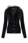 Alessandra Rich Feather Trim V-neck Knitwear