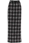 ALESSANDRA RICH MAXI SKIRT IN BOUCLE FABRIC WITH CHECK MOTIF
