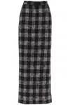 ALESSANDRA RICH MAXI SKIRT IN BOUCLE' FABRIC WITH CHECK MOTIF