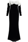 Alessandra Rich Bow-detail Off-shoulder Velvet Gown