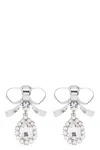 Alessandra Rich Crystal-embellished Bow Drop Earrings In Metallic