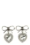 Alessandra Rich Heart-shaped Drop Earrings Crystal Embellishments