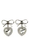 Alessandra Rich Heart-shaped Drop Earrings Crystal Embellishments In Silver