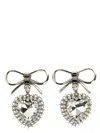 Alessandra Rich Heart-shaped Drop Earrings Crystal Embellishments In Silver