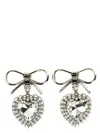 Alessandra Rich Heart-shaped Drop Earrings Crystal Embellishments In Silver