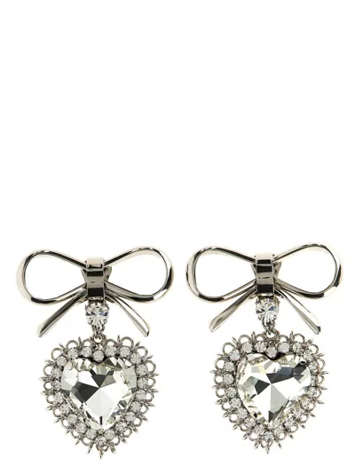 Alessandra Rich Metal Bow Earrings In Silver