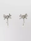 Alessandra Rich Metal Bow Earrings With Crystal And Pearl In Metallic