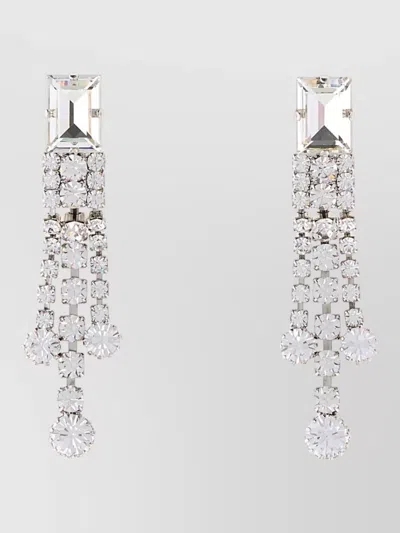 Alessandra Rich Metal Drop Earrings Crystal Detail In Metallic