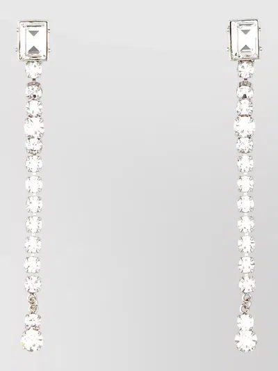 Alessandra Rich Metal Earrings Dangling Design Rectangular And Round Gemstones In Metallic