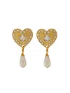 ALESSANDRA RICH METAL HEART EARRINGS WITH CRYSTALS