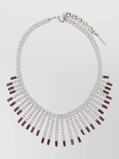 Alessandra Rich Metal Necklace Rhinestone Detail Adjustable Length In Multi