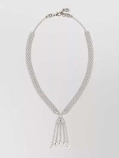 Alessandra Rich Metal Necklace Rhinestone Statement Dangle Design In Metallic