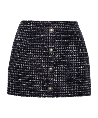 ALESSANDRA RICH METALLIC-THREADING TWEED SKIRT