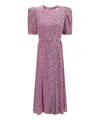 Alessandra Rich Clover-print Belted Silk Dress In Violet