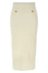 Alessandra Rich Ribbed High Waist Midi Skirt With Back Slit
