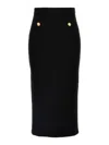 Alessandra Rich Ribbed Texture Midi Skirt With Front Slit In Black