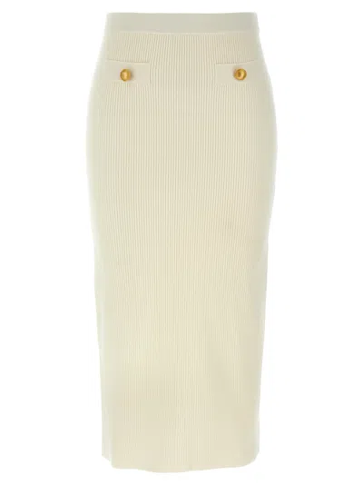 Alessandra Rich High Waisted Midi Skirt In White