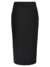 Alessandra Rich Tweed Bouclé Midi Skirt With Back Slit In Black