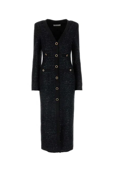 Alessandra Rich Women's Midi Tweed Dress With Sequins In Black