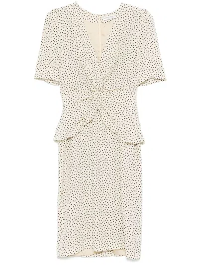 Alessandra Rich White Polka Dot-print Dress In Neutrals