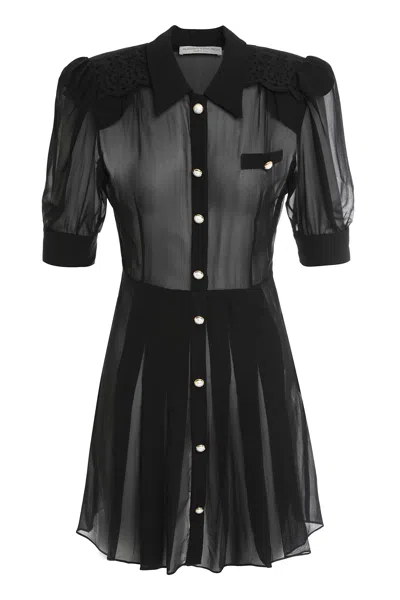 Alessandra Rich Mini Chemise Dress In Black